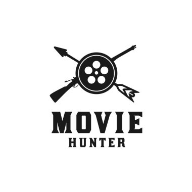 Vahşi Yaşam Film Yapım Logosu Tasarımı için Okla ve Silahla Film makarası