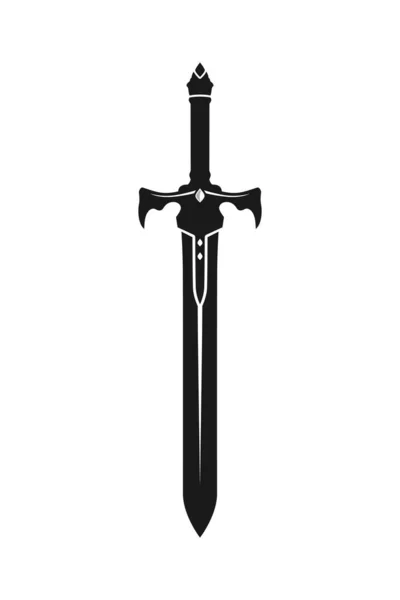 Medieval Sword Knight Wariror Blade Silhouette Logo Design Vector — Stockový vektor