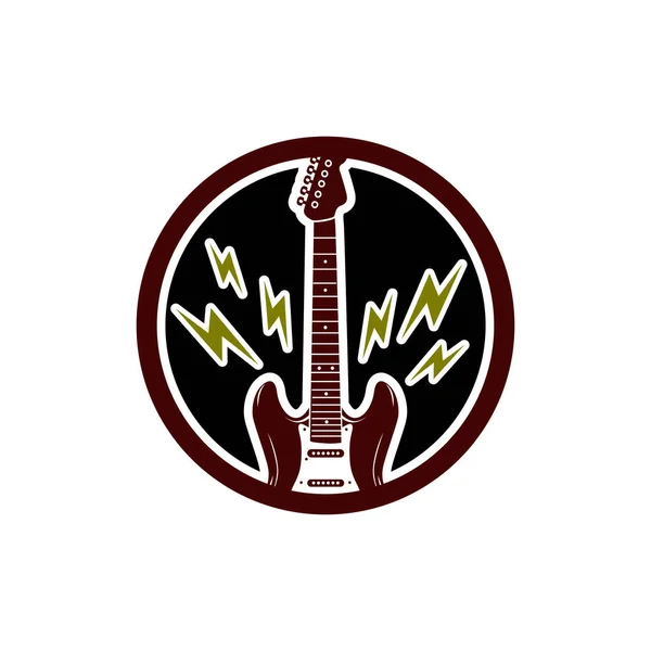 Electric Guitar Electric Icon Rockstar Band Concert Guitarist Logo Vector — Vector de stock