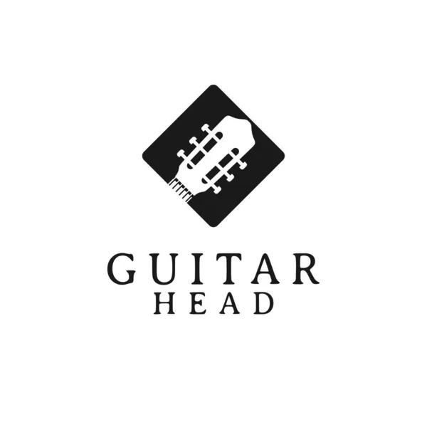 Acoustic Guitar Head Logo Design — Vector de stock