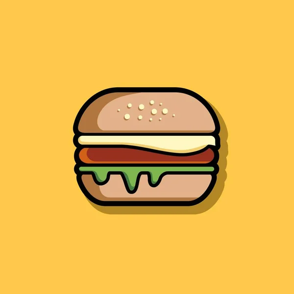 Patty Cheese Burger Clip Arte Ilustração Delicioso Hambúrguer Colorido — Vetor de Stock