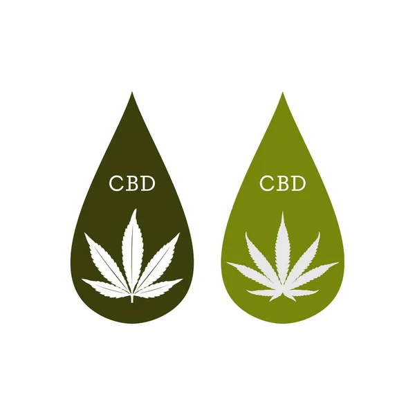 Σταγόνες Νερού Marijuana Leaf Εικονίδιο Logo Διάνυσμα Σχεδιασμός — Διανυσματικό Αρχείο