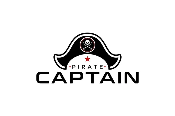 Kapten Topi Bajak Laut Dengan Tengkorak Dan Ikon Pedang Untuk Stok Vektor