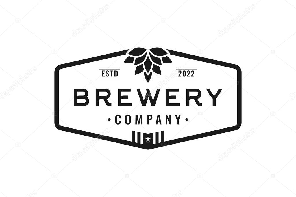 Vintage American Beer Brewery, Wheat Malt Beer Brewing logo design
