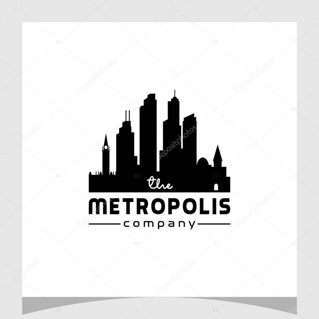 Cityscape Silhouette for Real Estate Building Logo design vector