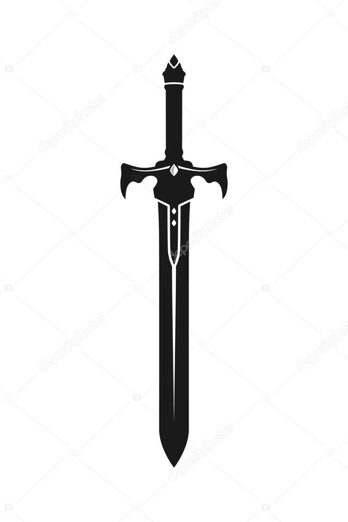 Medieval Sword Knight , Wariror Blade Silhouette logo design vector
