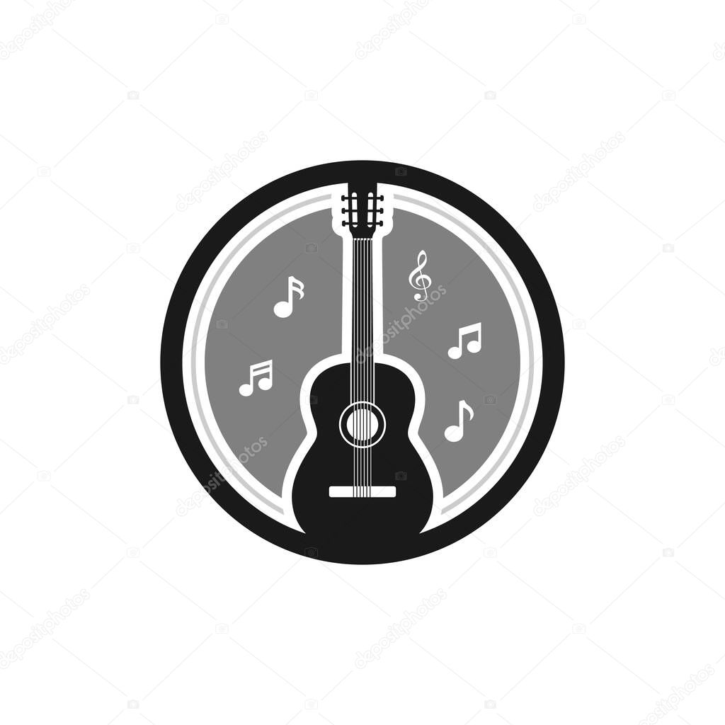 Classical Acoustic Guitar Logo With Tone Icon Design Inspiration