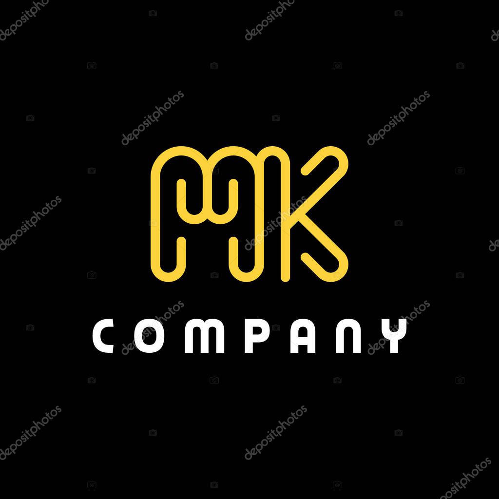 Monogram Initials Letter M K MK logo design