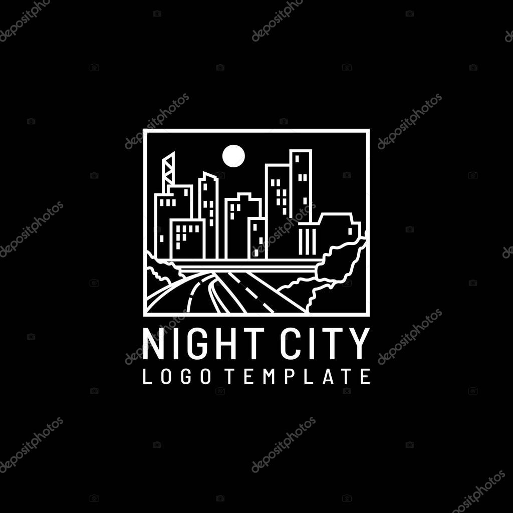 City Buildings And Highways At Night Logo Design