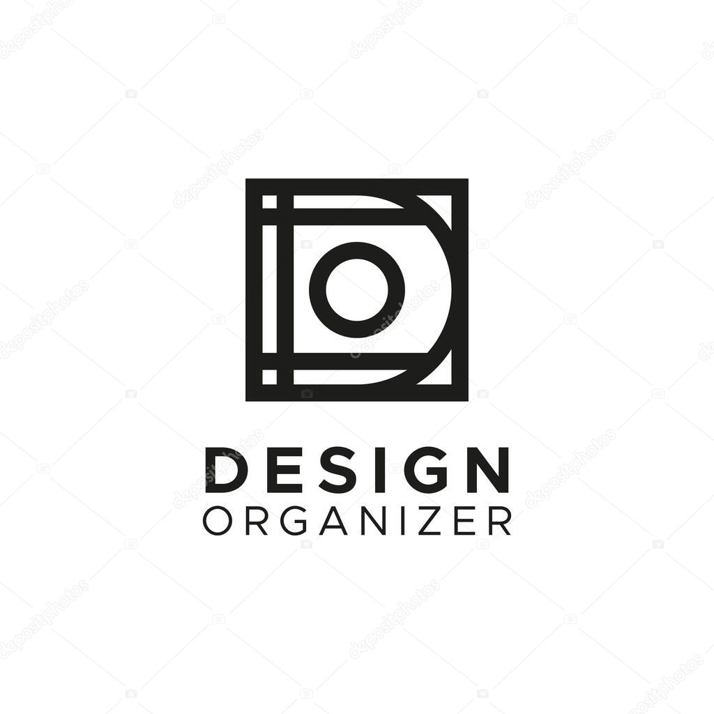 Initial D O logo design ising circle and square