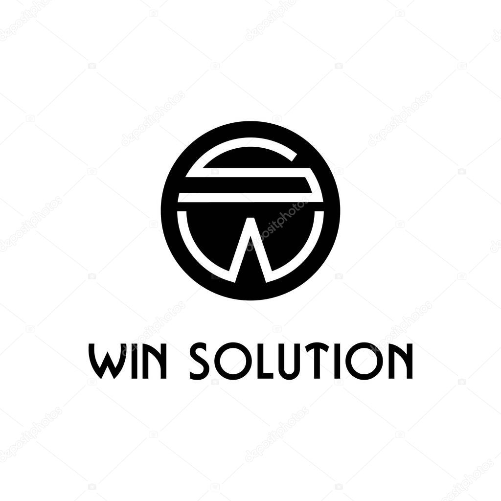 Monogram Initials S W SW WS with Round shape logo design