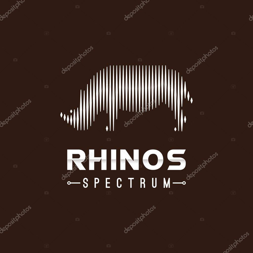 Rhino rhinoceros and Digital Wave Sound Spectrum logo design inspiration