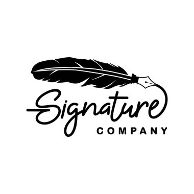 Handwriting Style Signature Typography With Vintage Feather Pen Vector
