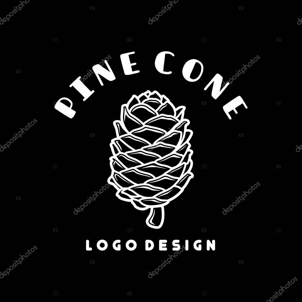 Simple Pinecone Logo In Black Background Vector Design