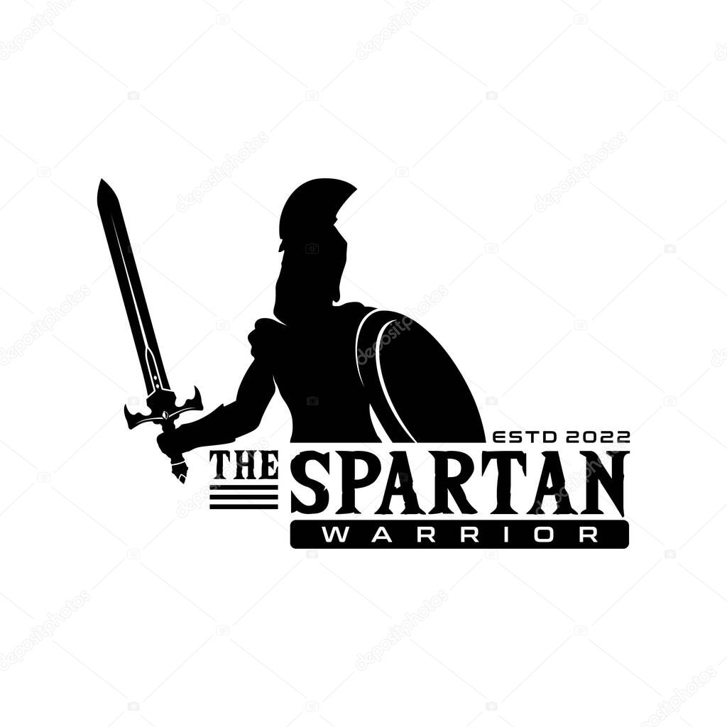 Roman War Soldier Silhouette Vector, Spartan Warrior Logo Design Inspiration