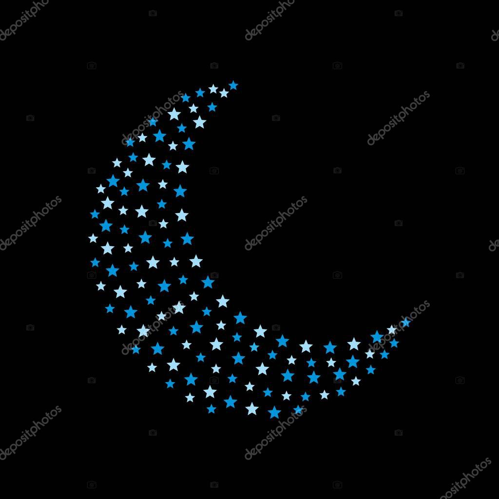 Stars In Moon Shape Vector