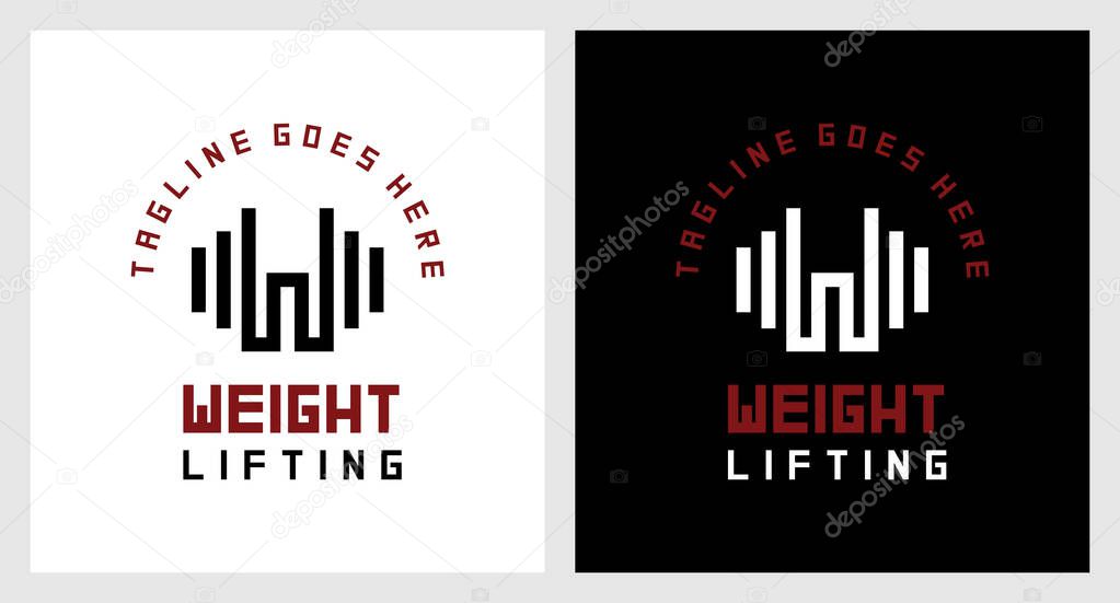 Initial Letter W with Barbell Dumbbell, For Gym Logo, Weight Lifting And Bodybuilding Symbol