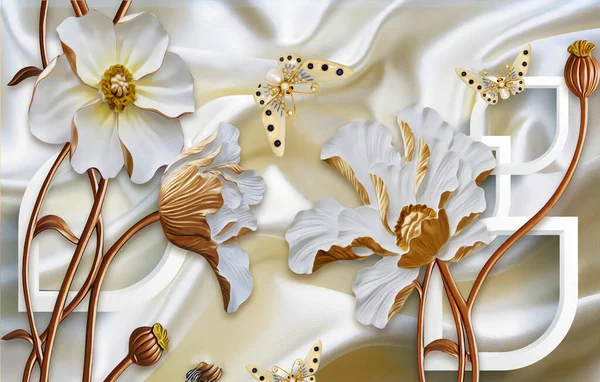 Customized Wallpaper Design Butterfly Satin Background Interior