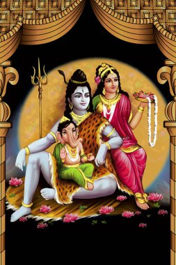 Lord Shiva ailesinin tanrısı shre ganesha maa goraparvati