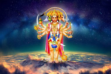 Tanrı Hanuman ji parvat üzerinde Virat panchmukhi hamuman ji glaxy geçmişi