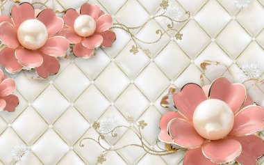  3 boyutlu duvar kağıdı güzel çiçek ve iç ve dış yüzey için deri zemin