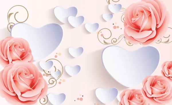 Wallpaper Beautiful Rose Flower Hart Shape Background — Stock Photo, Image