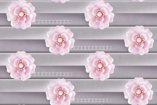 3D illustration pink flower and 3d background home interior design