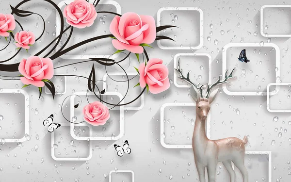 Illustrazione Rosa Fiore Carta Parati Bellissimo Fiore Cervo Sfondo — Foto Stock