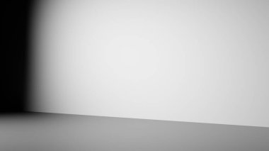 Yoğun ışığın yansıtıldığı ürünleri göstermek için boş bir platform. Modelleri yerleştireceği yer olan gri alan.