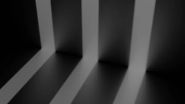 Візуалізація Чорний Коридор Або Сцена Вертикальними Білими Ліхтарями Надходять Спереду — стокове фото