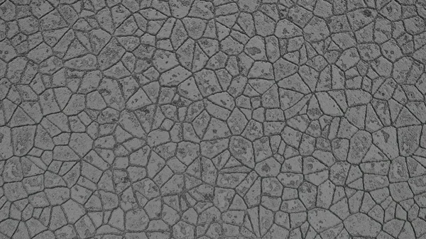 3D rendering. Stone texture with cracks divided into individual slabs. Cracked concrete texture. Stone tile texture. Cracks on the gray concrete floor.