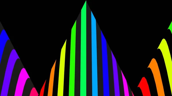 Renderings Black Background Colored Diagonal Lines Forming Triangles Colored Lines — Φωτογραφία Αρχείου