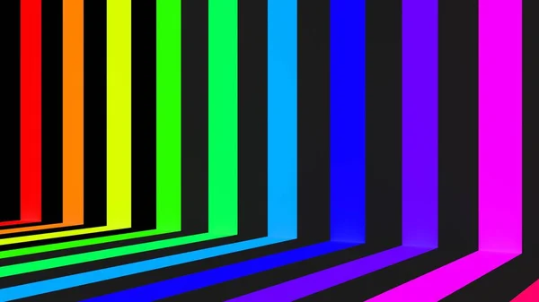 Rendering Quarter Side View Striped Texture Colors Rainbow Colorful Sideboard — Fotografia de Stock