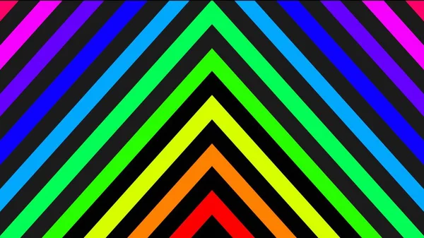 3D rendering. Triangular design with lines of multiple colors. Rainbow colored striped design. Design template with colored and black lines. Diagonal colored and black lines.