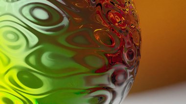 3D renderings. A glass sphere with liquid waves and colorful lights. Giant glass orb with lights and magical appearance. Background or template for presentation or design uses.