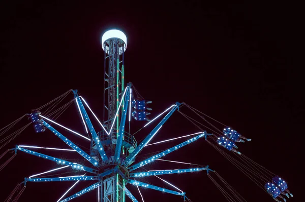 Fairground Attraction Rotating Chairs Night Led Lights — Fotografia de Stock