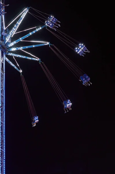 Fairground Attraction Rotating Chairs Night Led Lights — Fotografia de Stock