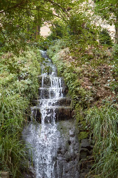 Water cascade on stairs with plants around