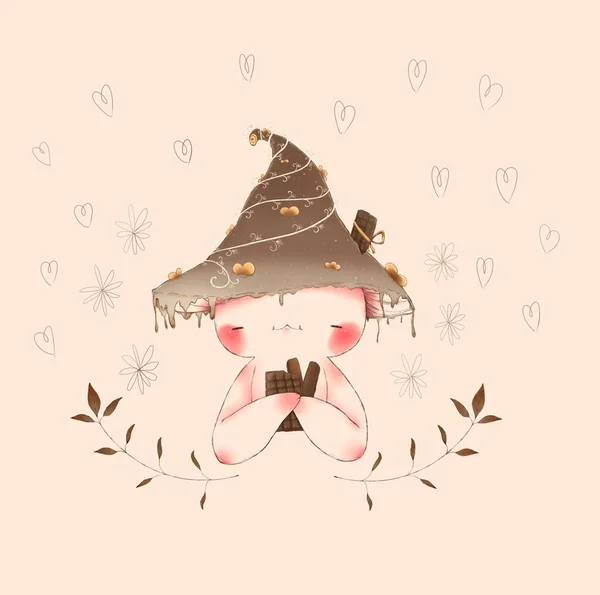 Chocolate Mushroom Mushroom Chocolate Mushroom Chocolate Illustration Cute Mushroom — Stok Foto