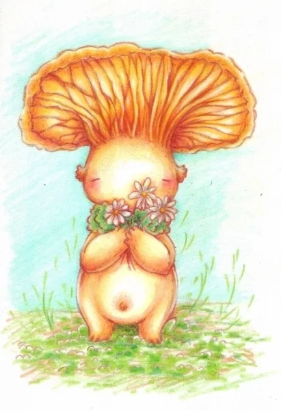 Mushroom Illustration Fox Mushroom Cute Mushroom Illustration Traditional Illustration Mushroom — Fotografia de Stock