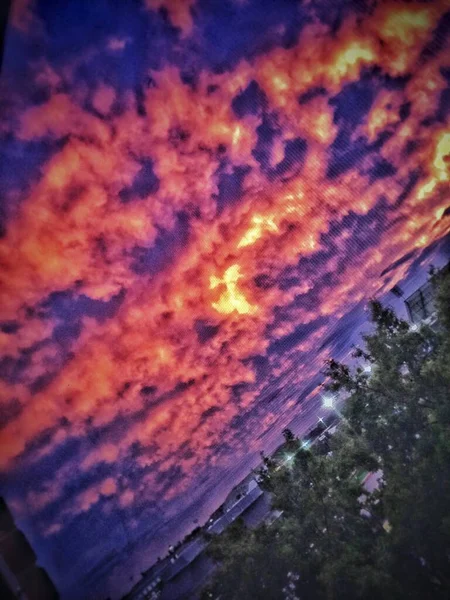Prachtige Zonsondergang Stad — Stockfoto