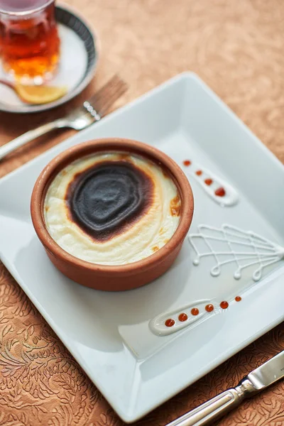 Cottage Cheese Cake Baked Clay Pot — Photo