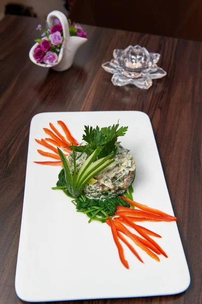 Russian salad called Capital salad Stolichniy Salad