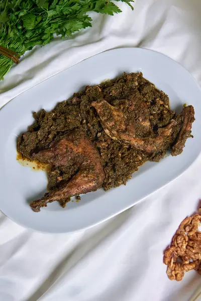 fried meat with dogwood Azerbaijani recipe testy food studio shoot 