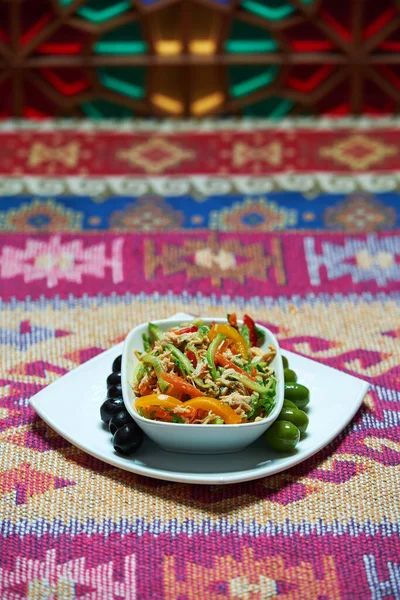 Vegetable salat this chicken carrots mushrooms cucumbers