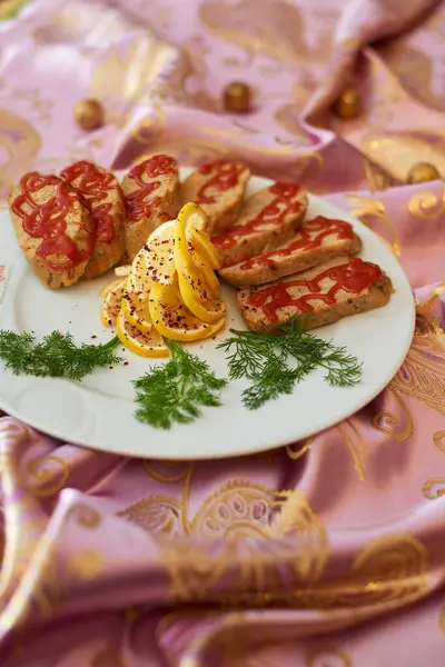 Minced Chicken Roll Stuffed Spices — Stock Photo, Image