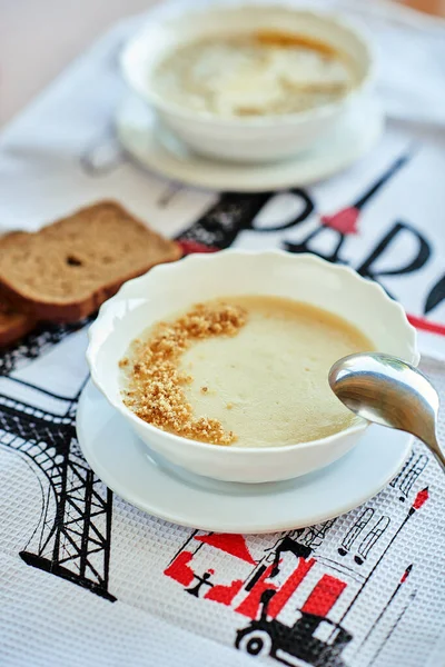 Morning Breakfast Semolina Porridge Nuts Meal — Stock Photo, Image