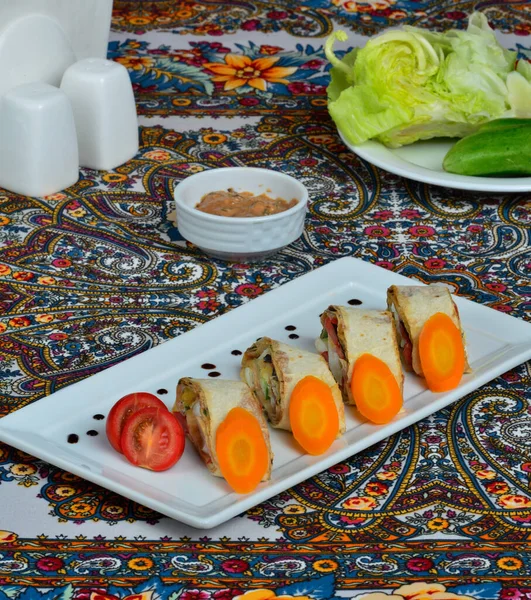 Shawarma sliced dish decoration studio shot 