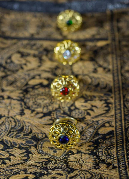 Azerbaijan jewelry national traditional  rings with different colored stones decoration