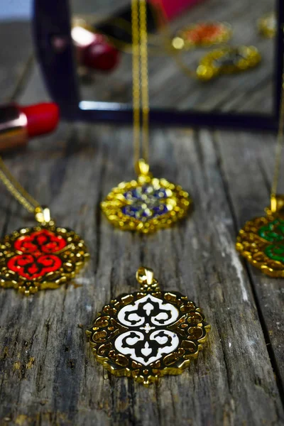 Pattern Jewelry Chain Necklace Azerbaijan National Pattern Antique National Treasure — Stock fotografie